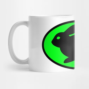 black print rabbit green Mug